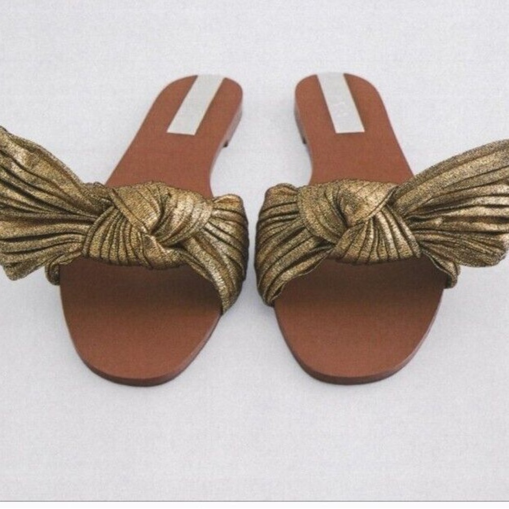 Zara gold metallic bow sandals size 39